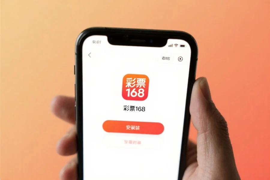 高清展示一部智能手机上“彩票168”应用的安装界面,界面简洁、用户友好